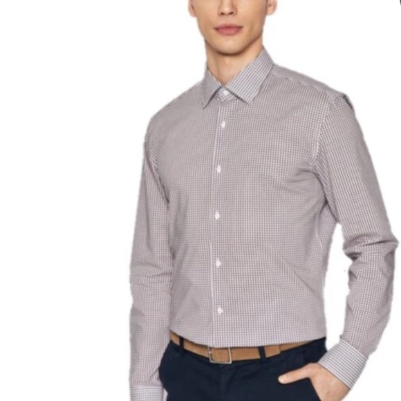 Hugo Boss Men’s Button down Shirt Gingham print 100% cotton Luxury Sz 41/16 - Picture 1 of 13